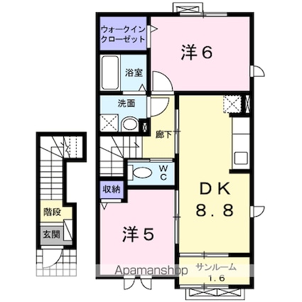 フリーダム　ヒルズ（Ｆｒｅｅｄ[2DK/53.91m2]の間取図