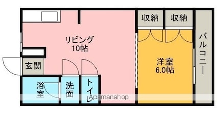 ユニオンハイツ松江[1LDK/36.45m2]の間取図