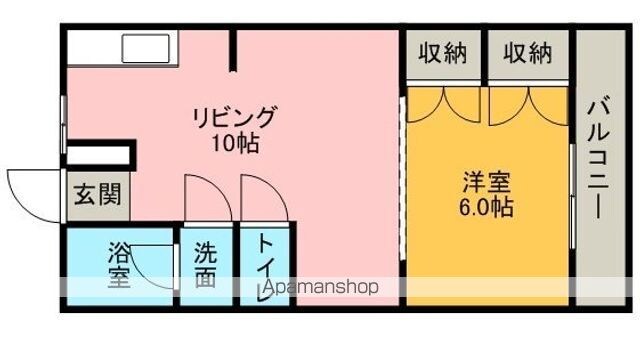 ユニオンハイツ松江[1LDK/36.45m2]の間取図