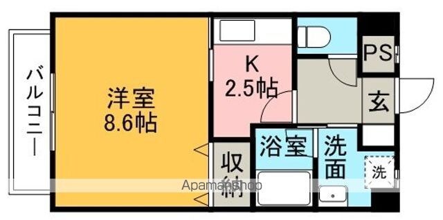 ロイヤルビラ南小坂[1K/29.2m2]の間取図