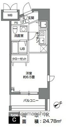 東京都台東区根岸５丁目[1K/24.78m2]の間取図
