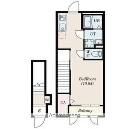 ジャルデーノ[1R/33.84m2]の間取図