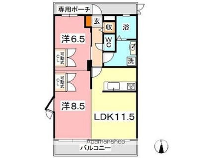 ルミナス[2LDK/58.14m2]の間取図