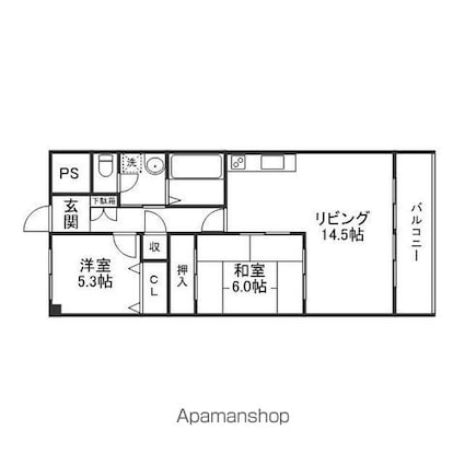 富士ロイヤルアベニュー[2LDK/60.5m2]の間取図