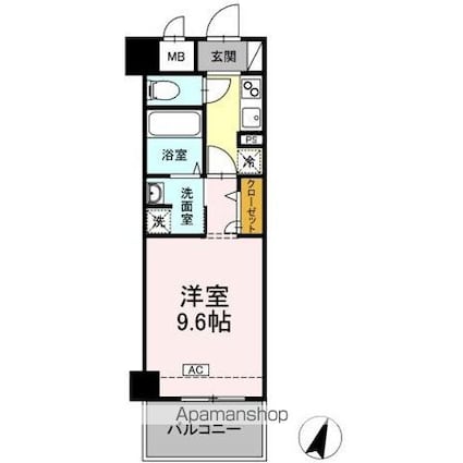 セレーノ福山駅前[1K/29.72m2]の間取図