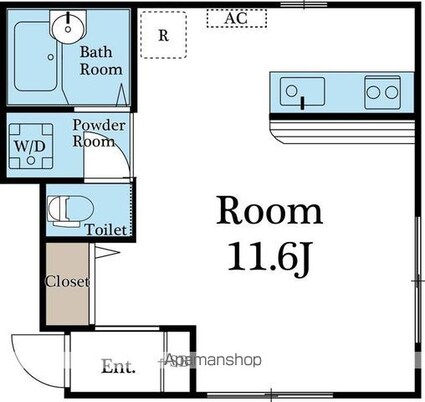 カトルセゾン[1R/26.43m2]の間取図