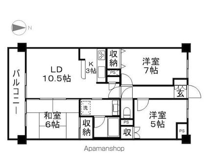 長野県長野市吉田４丁目[3LDK/70.42m2]の間取図