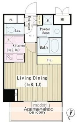 パークサイド湯島台[1K/28.21m2]の間取図