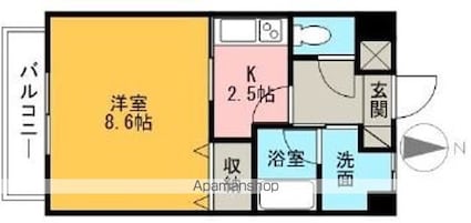ロイヤルビラ南小坂[1K/29.2m2]の間取図