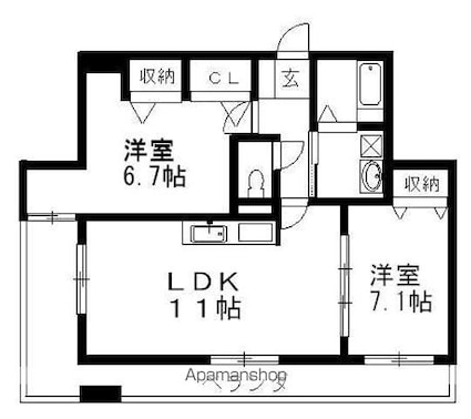 イーシスコートＤ’ｓ野村[2LDK/52.99m2]の間取図