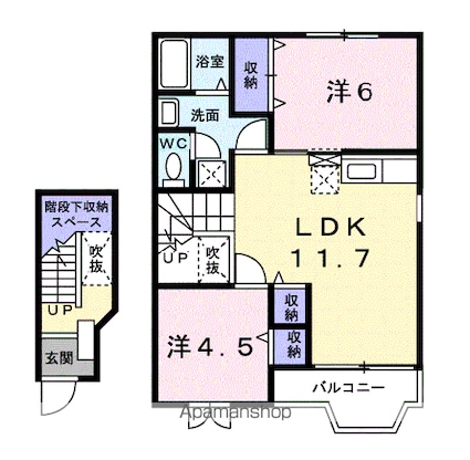 ヴィラ・サンリット[2LDK/58.12m2]の間取図