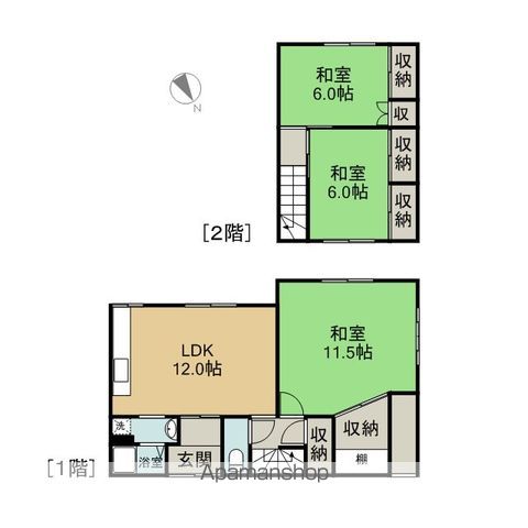 歌志内市 2階建 築61年の間取り写真