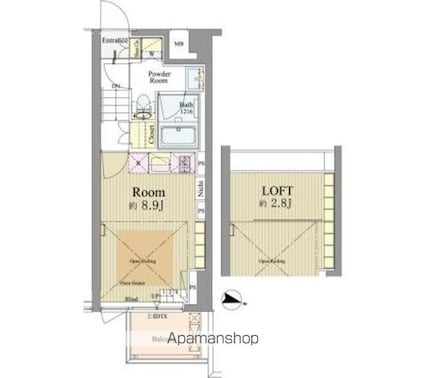 神楽坂南町ハウス[1R/27.1m2]の間取図