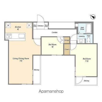 東京都新宿区北町[2LDK/60.55m2]の間取図