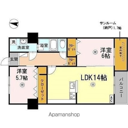 ファミール五反田[2LDK/65.61m2]の間取図