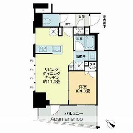 レーベン福岡天神ＯＮＥ　ＴＯＷＥＲ[1LDK/37.05m2]の間取図