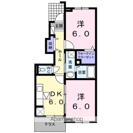 コート・ドールＢ[2DK/45.06m2]の間取図