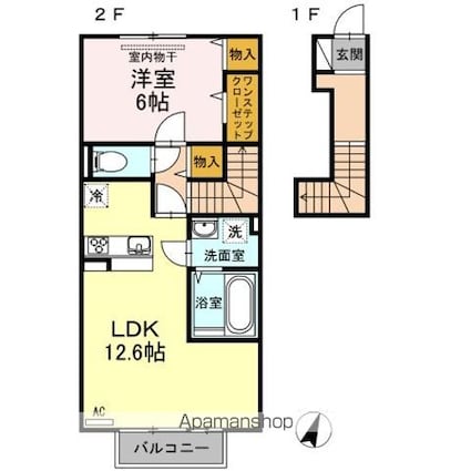 ブランノワール前塩屋[1LDK/51.29m2]の間取図