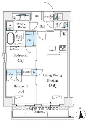 オープンブルーム浅草橋[2LDK/50.74m2]の間取図
