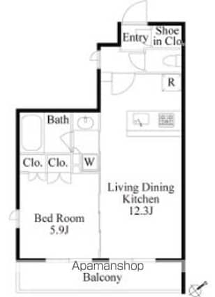 ＧＲＡＮ　ＰＡＳＥＯ四谷若葉[1LDK/42.01m2]の間取図