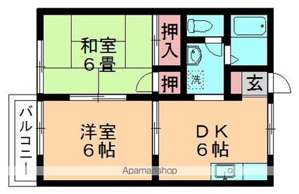 シェリール園生[2DK/40.79m2]の間取図