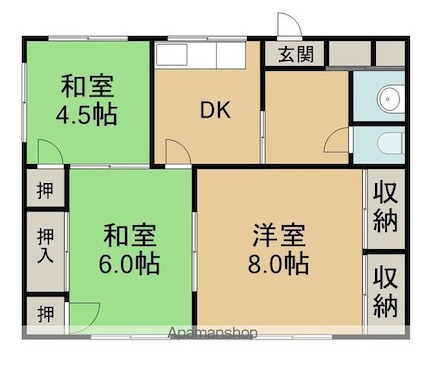 長野県長野市篠ノ井布施高田[3K/53.82m2]の間取図