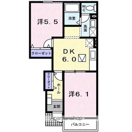 エアリーズ[2DK/42.77m2]の間取図