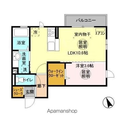 ロンオール元白銀[1LDK/36.05m2]の間取図