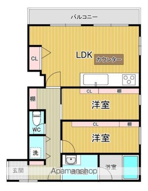 ＯｎＣｏ千歳烏山[2LDK/57.77m2]の間取図