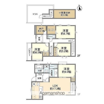 八幡山３丁目貸家[4LDK/111.37m2]の間取図