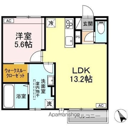 アルファコート[1LDK/46.81m2]の間取図
