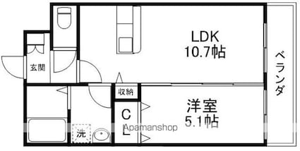 ミモザコート[1LDK/38.23m2]の間取図