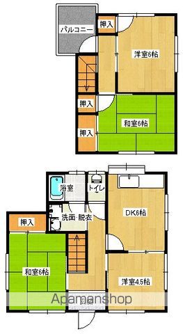 福塩線 福山駅 徒歩30分 2階建 築40年の間取り写真