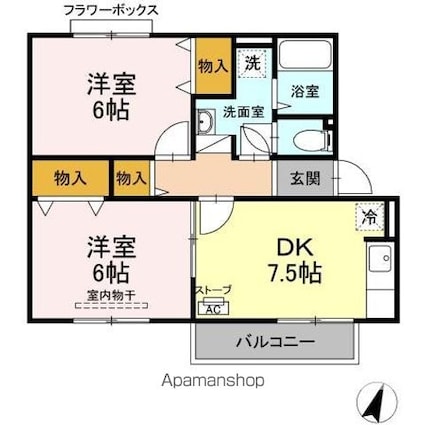 コモンライフ　ＡＢ[2DK/47.97m2]の間取図