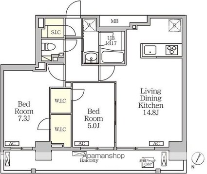 ジオエント白金台[2LDK/60.47m2]の間取図