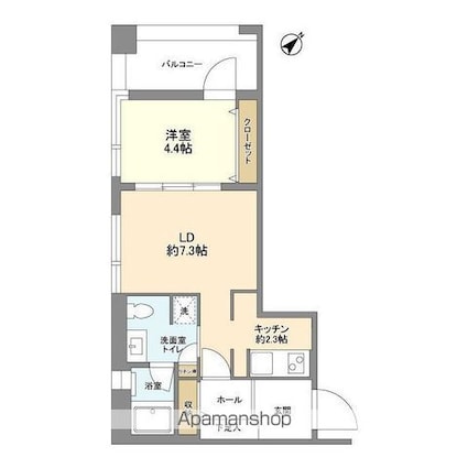 ミリアレジデンス南麻布[1LDK/37.3m2]の間取図