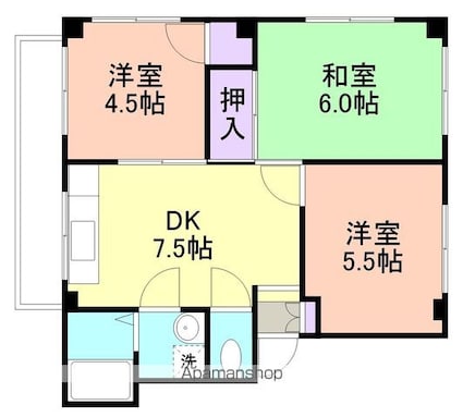 和歌山県和歌山市杭ノ瀬[3DK/47.16m2]の間取図