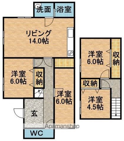 札幌市豊平区 2階建 築39年の間取り写真