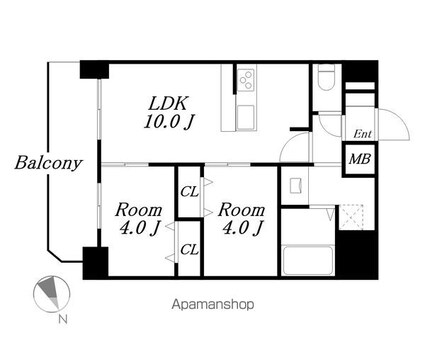 アドバンス名古屋シュテルン[2LDK/43.29m2]の間取図
