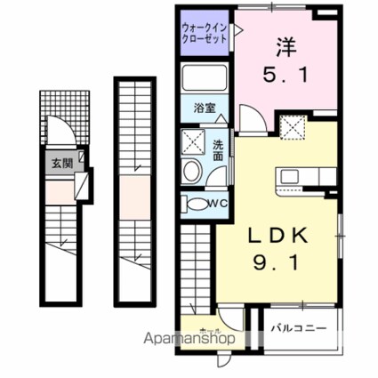 「仮称」伊在１丁目アパート[1LDK/42.2m2]の間取図