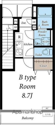 リブリ・ハピネス[1K/26.7m2]の間取図