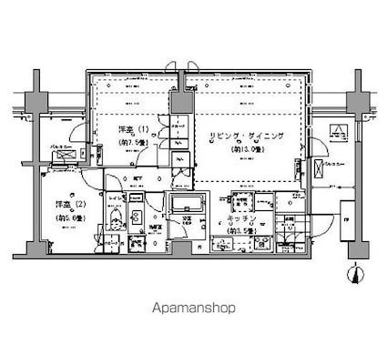 ガーデニエール砧レジデンス[2LDK/67.45m2]の間取図