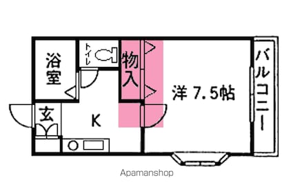 ウエルネス八木山[1K/23.18m2]の間取図