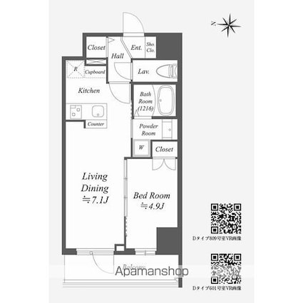 Ａｌｐｈａ　Ｐｒｉｍｅ東陽町[1LDK/35.36m2]の間取図