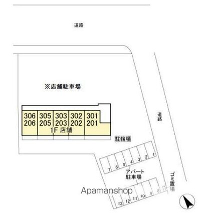 茨城県水戸市東原２丁目[1LDK/33.62m2]の配置図