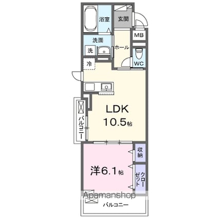 グローブ[1LDK/41.88m2]の間取図