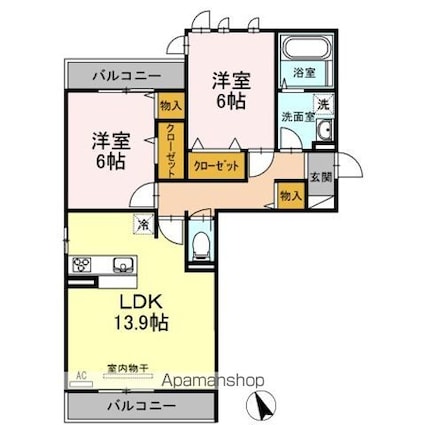 ＤーｒｏｏｍＣⅢ[2LDK/63.81m2]の間取図
