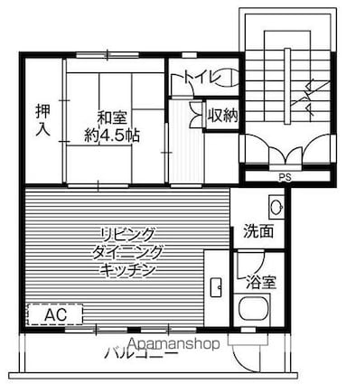 ビレッジハウス伊那福島１号棟[1LDK/39.83m2]の間取図