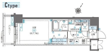 ＺＯＯＭ南麻布[1K/26.1m2]の間取図