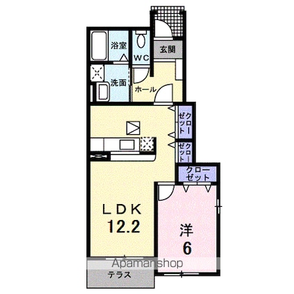 コントラーダＢ[1LDK/45.72m2]の間取図